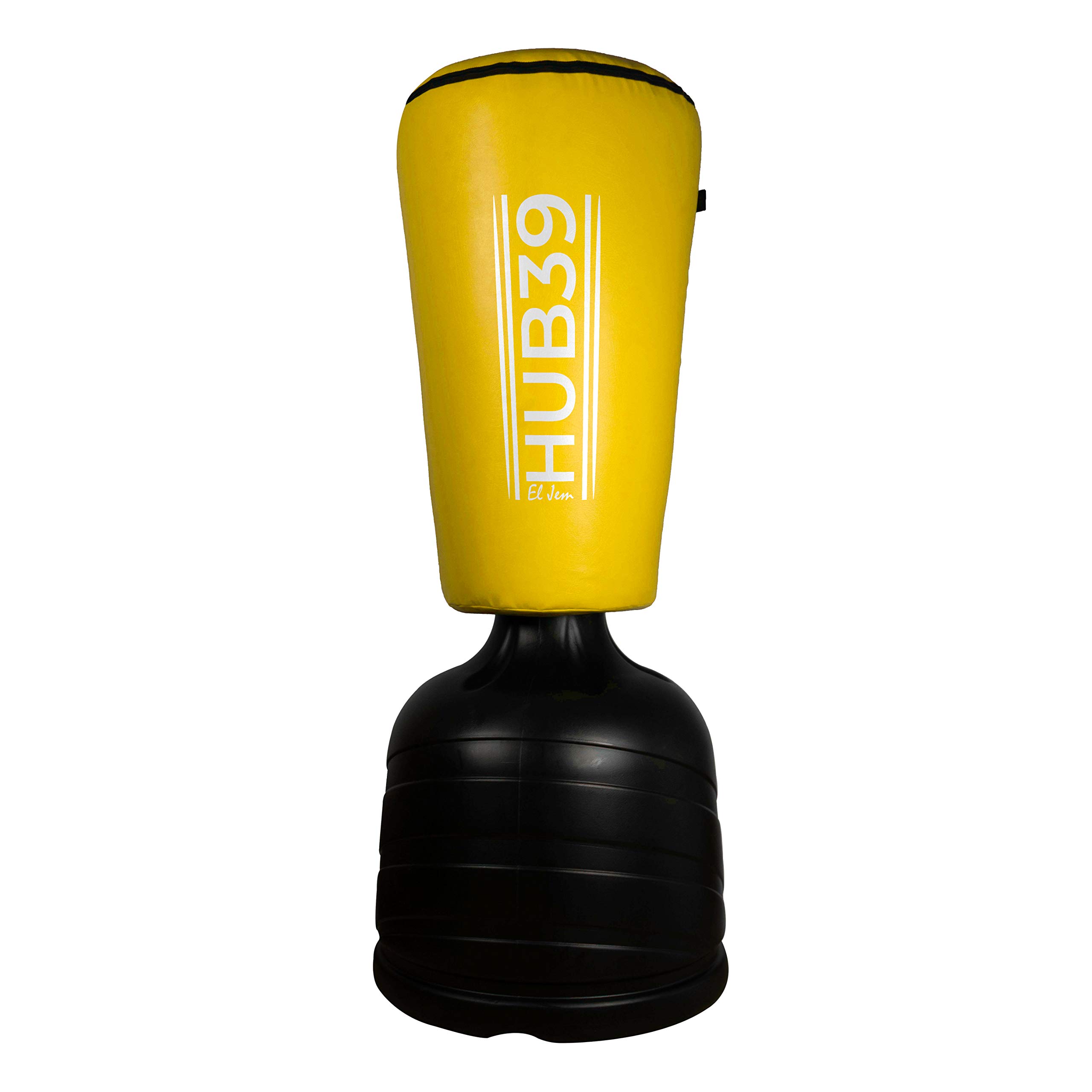 Hub39 - Sacco da Boxe da Terra - Sacco Boxe con Base - Regolabile in 4 Altezze da 148, 154, 169 e 184 cm colore Giallo