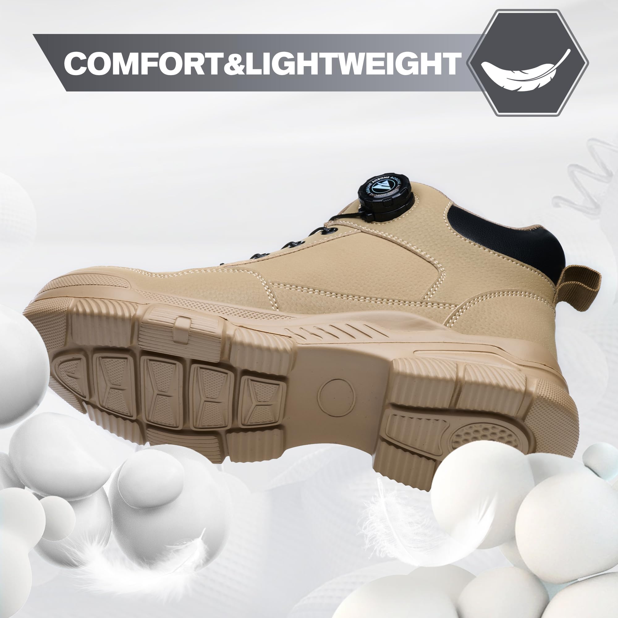 Botas de Seguridad Impermeable Punta de Acero Antideslizantes para Hombre Mujer Trabajo Ligeros