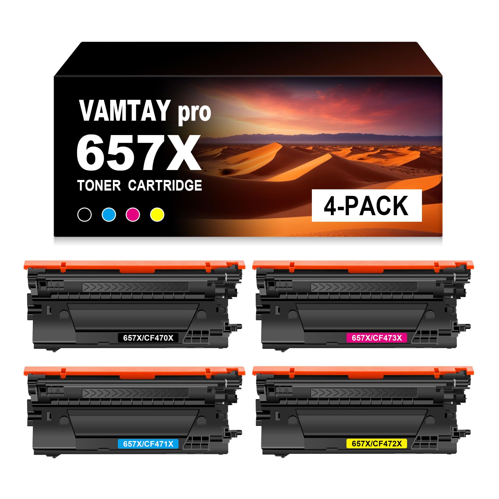 VAMTAY Pro Remanufactured 657X Toner Cartridge: Compatible for HP 657X CF470X CF471X CF472X CF473X for HP Color LaserJet Enterprise M681 M681dh M681f