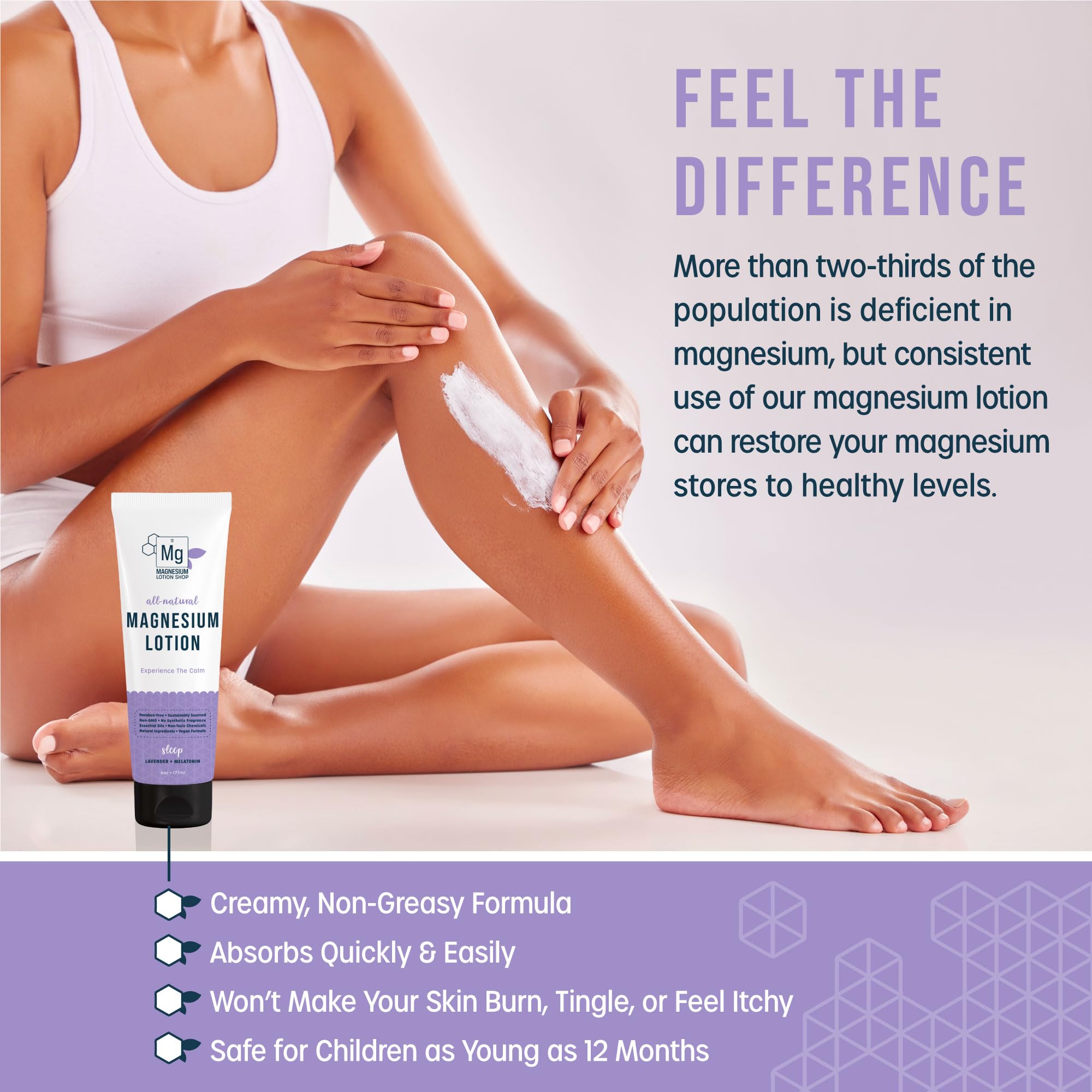 Lavender Melatonin Magnesium Lotion with Zechstein Magnesium, 6 oz