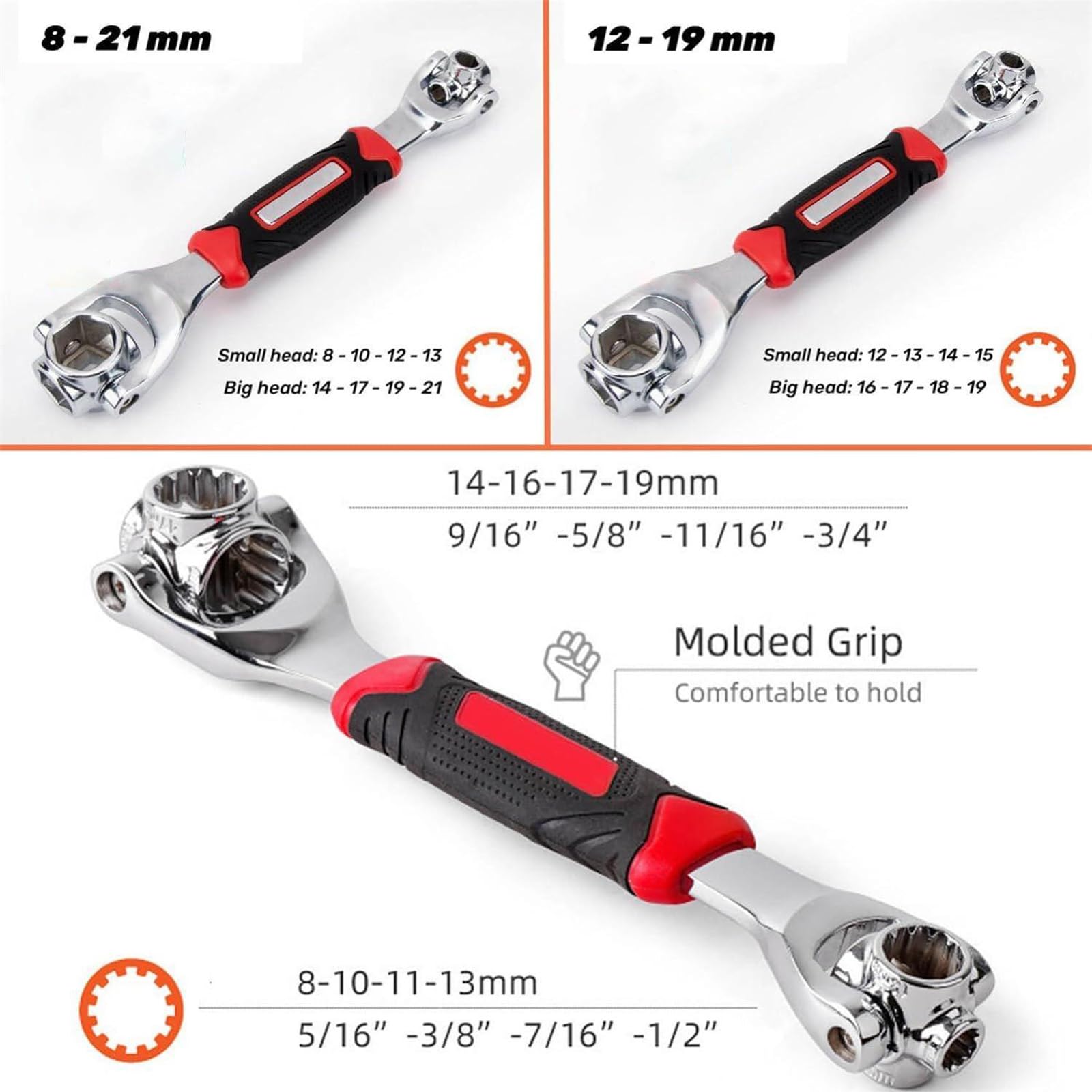 Profi-Partner Universal-Schraubenschlüssel 8 In 1 – 8–19 Mm, Mit Rutschfestem Griff