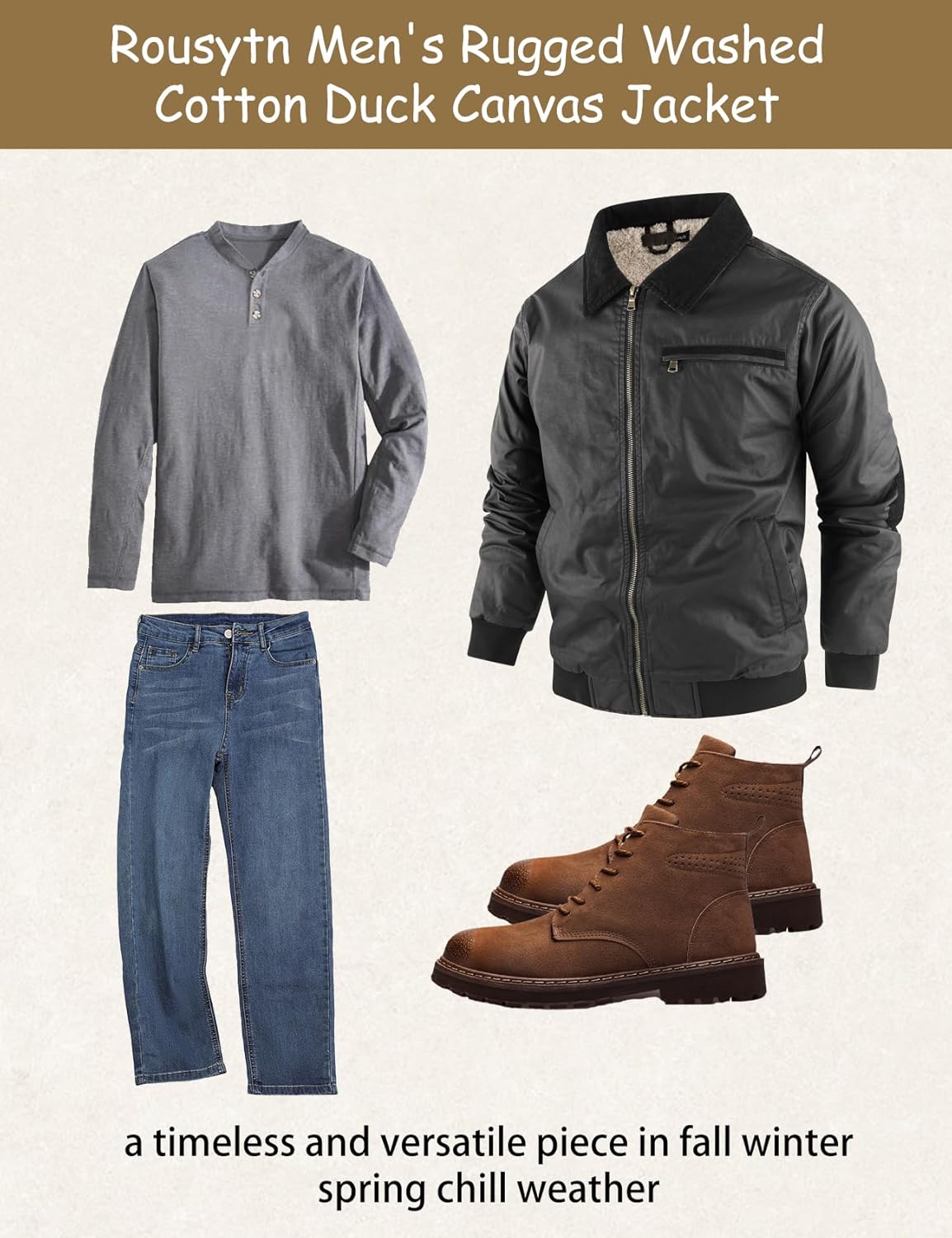 Men's Duck Detroit Jacket Sherpa Lined Waxed Cotton Winter Jackets Water Resistant Canvas Coat - Image 6