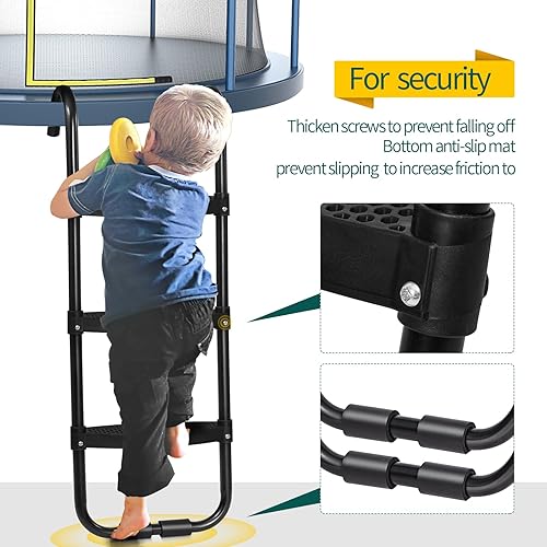 Miniatura 3 de Escalera para cama elástica con escalones anchos horizontales, para trampolines de 12 pies y 14 pies, capacidad de 220 libras, accesorios de