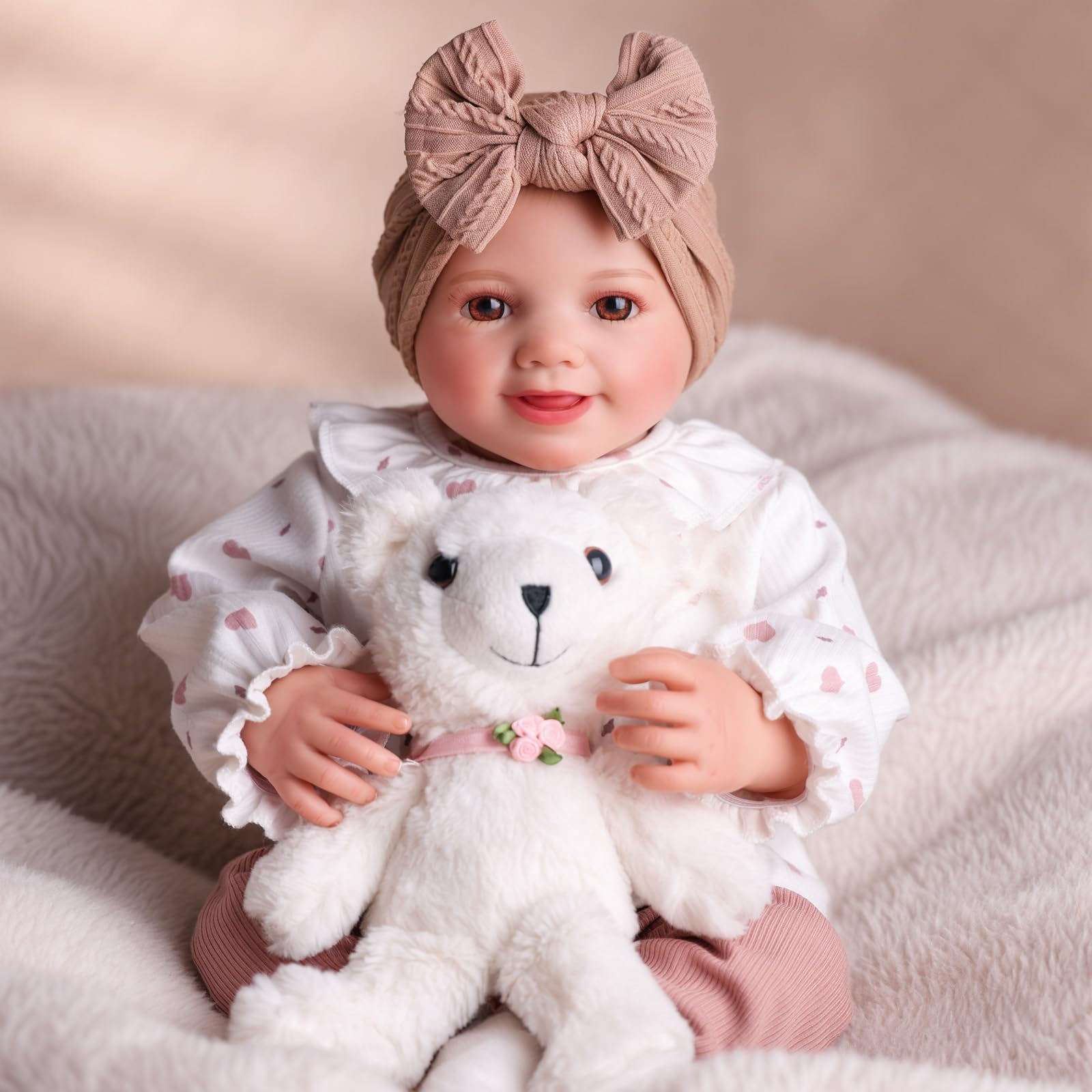 BABESIDE Reborn Babies Doll 17-Inch Sunny Realistic Lifelike Newborn with Softness Cloth Body Real Life Girls Open Eyes,White
