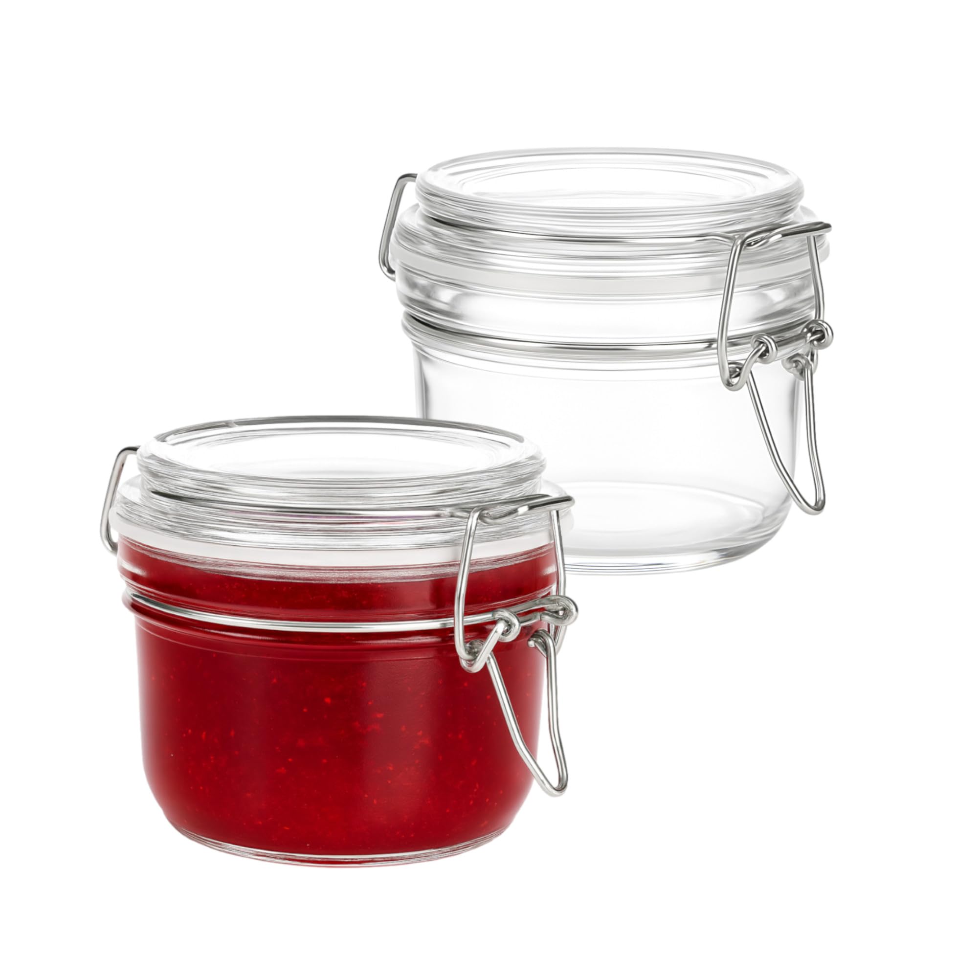 gouveo 8er Set Vorratsglas 120 ml (0,12 l) rund mit Bügelverschluss – kleine Gläser zum Befüllen und Portionieren, Aufbewahrungsgläser für Gewürze, Kräuter, Marmelade und Kleinteile (BGR120)