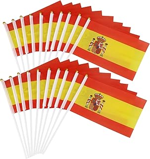 20 Pcs Mini Handheld Spain Flag, 14x21cm, Hand Waving Spanish Flags, Pocket National Flags 2023 Decorations, for Women's World - Cup Football 2023, for Euro Football 2024 Party Decorations