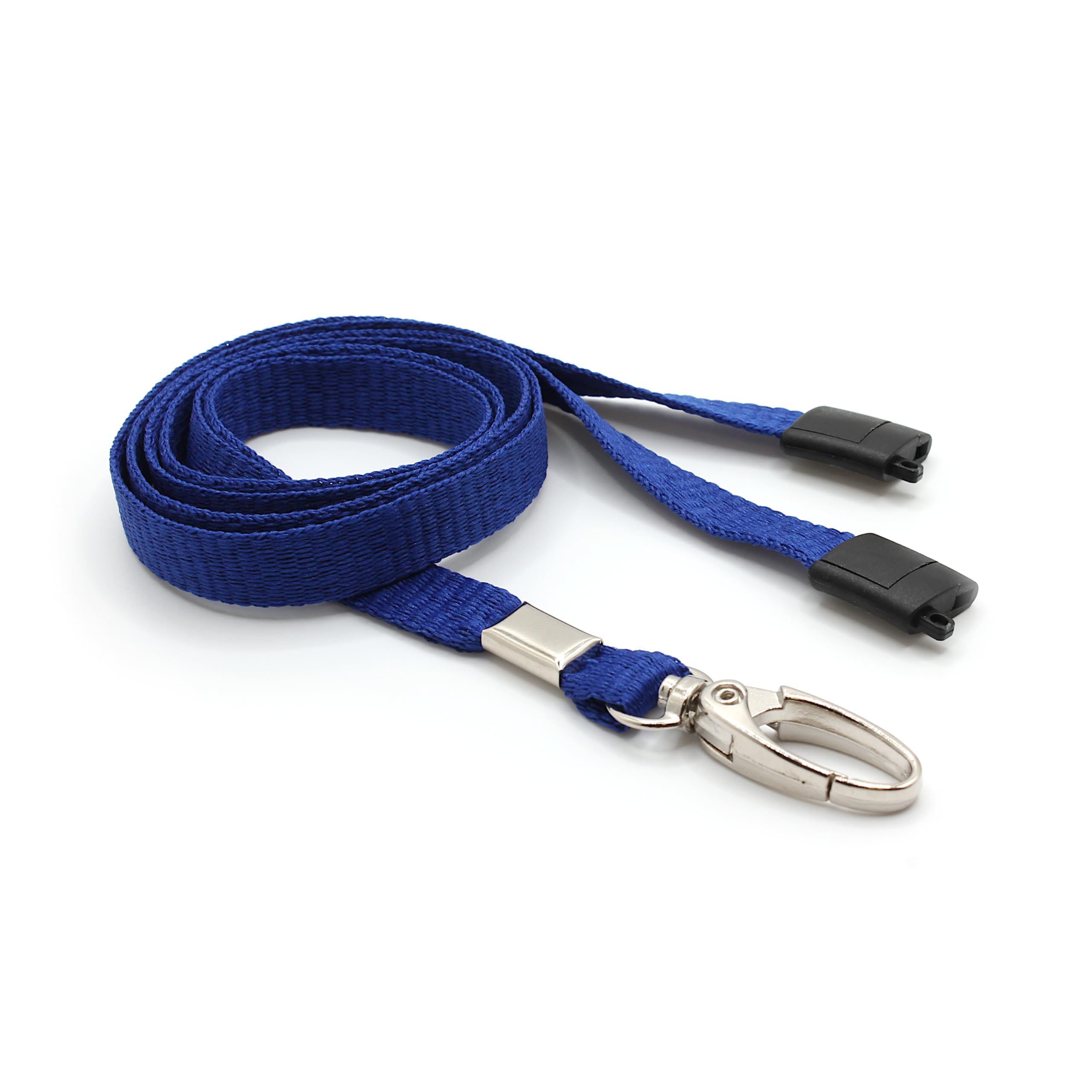 Easybadge Navy Blue Lanyards For Id Badges With Safety Breakaway And Metal Lobster Clip - Pack Of 100