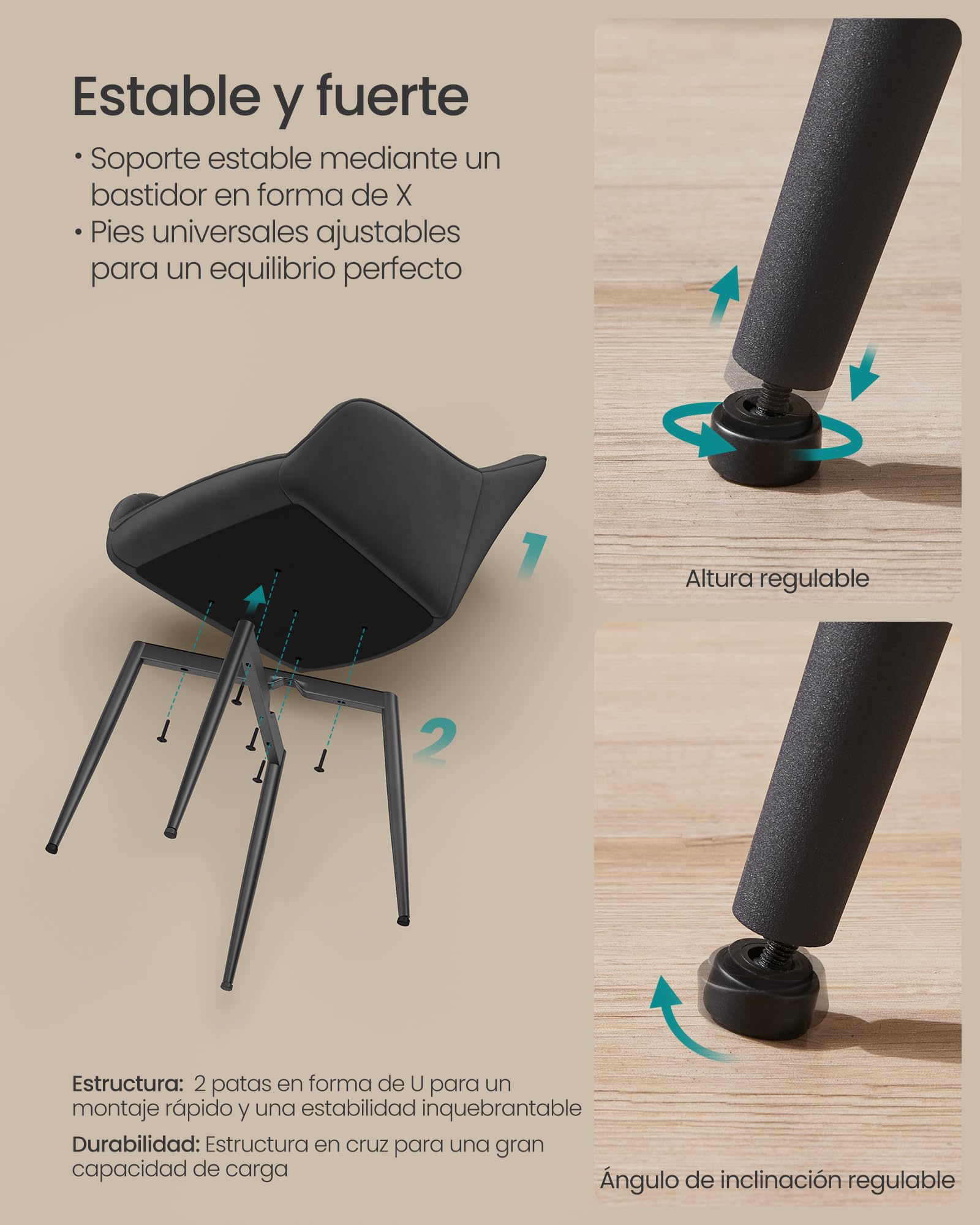 SONGMICS Silla de Comedor, Silla de Cocina, Sillón de Terciopelo, Silla Tapizada con Reposabrazos, Carga Máx. de 120 kg, Patas de Metal, para Comedor, Cocina, Negro Tinta LDC088B01