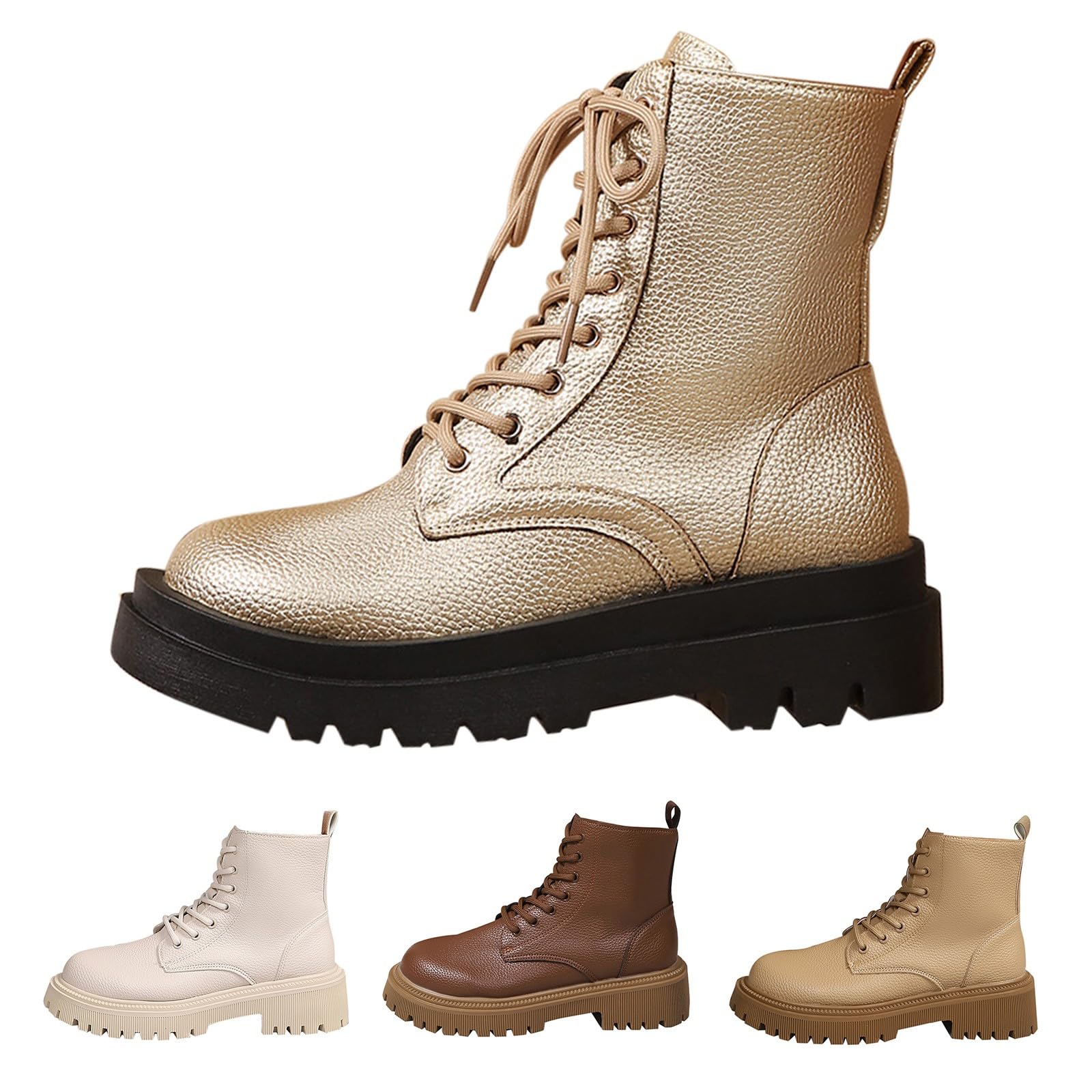 Genérico Botines Mujer Vestir Cordones Plataforma Botas Puntera Redonda Elegantes Zapatos Suaves y Cómodos Caminar Bota Informales Antideslizantes Botin para Otoño Invierno Trabajo Paseo y Uso Diario