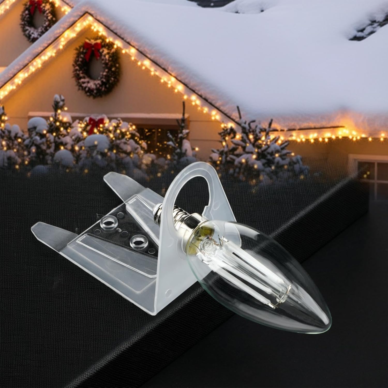 VIHOSE 200 Pieces Christmas Light Clips Set for C7 C9 Lights,100 Shingle Tab Clips and 100 Xmas Plasic Light Clips Reusable Gutter Clips Lighting Accessories for Roof Outdoor Holiday