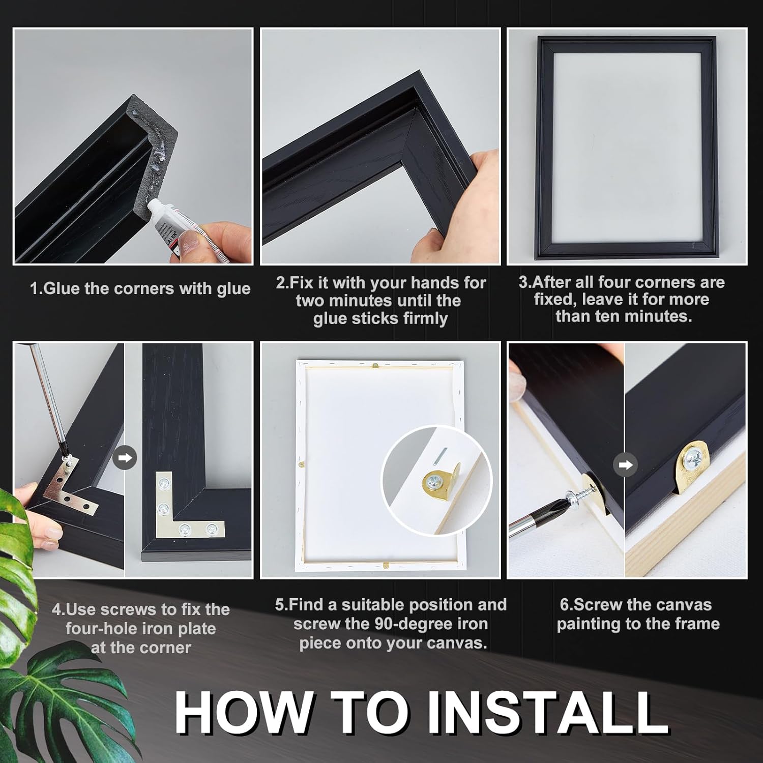 Suzile 4 Pcs Floating Frames for 16 x 20 Canvas, 0.6"-0.9" Deep Painting Prints Wall Photo Picture Panel Floater Frame for Living Room Bedroom Artwork (Black)