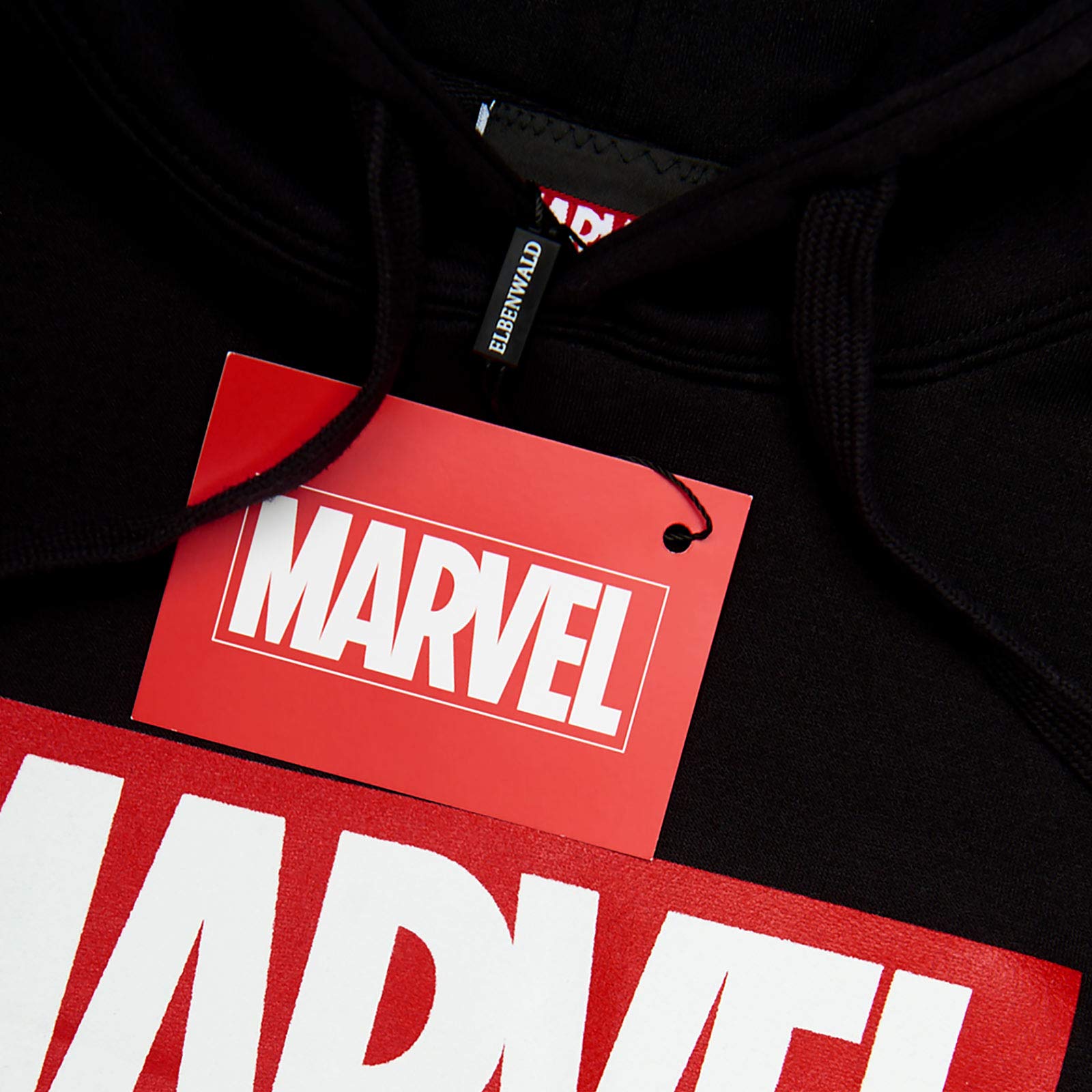 MARVEL Bluza z kapturem Logo Elbenwald Czarna - M, Czarny, M