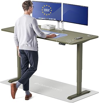 Desktronic HomePro Standing Desk 70x30 Made in Europe, Ergonomic Sit Stand Home Office Desk, Electric Height Adjustable, Dual Motor, USB & USB-C Charging, Wobble-Free, Touchscreen, 3 Memory Presets
