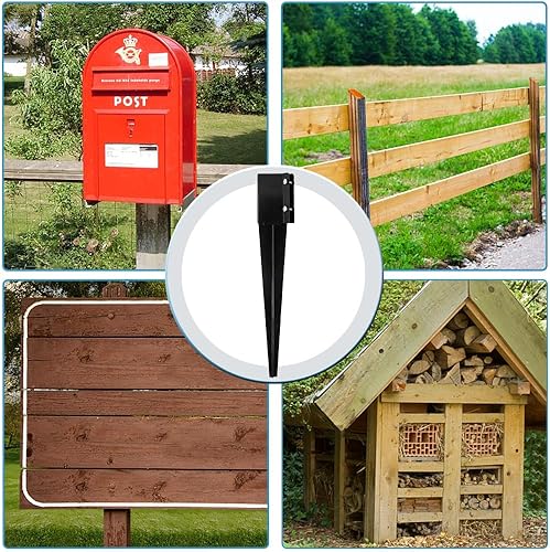 Miniatura 5 de Furnishh Juego de 4 estacas de anclaje para poste de valla de 4 x 4 pulgadas (diámetro interior de 3.5 x 3.5 pulgadas), 24 pulgadas de largo con