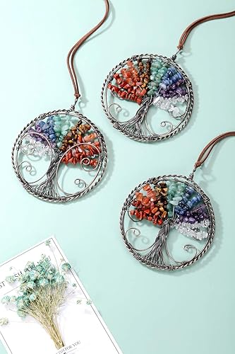 Miniatura 2 de PESOENTH Piedras de chakras, cristales curativos, árbol de la vida, atrapasueños, decoración para colgar en la pared, regalos para mujeres