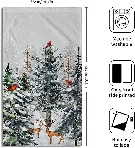 Miniatura 2 de Giwawa Juego de 2 toallas de mano de pino con ciervos del bosque, toallas de baño, suaves y absorbentes, para bar, bar, cocina, hotel, spa,