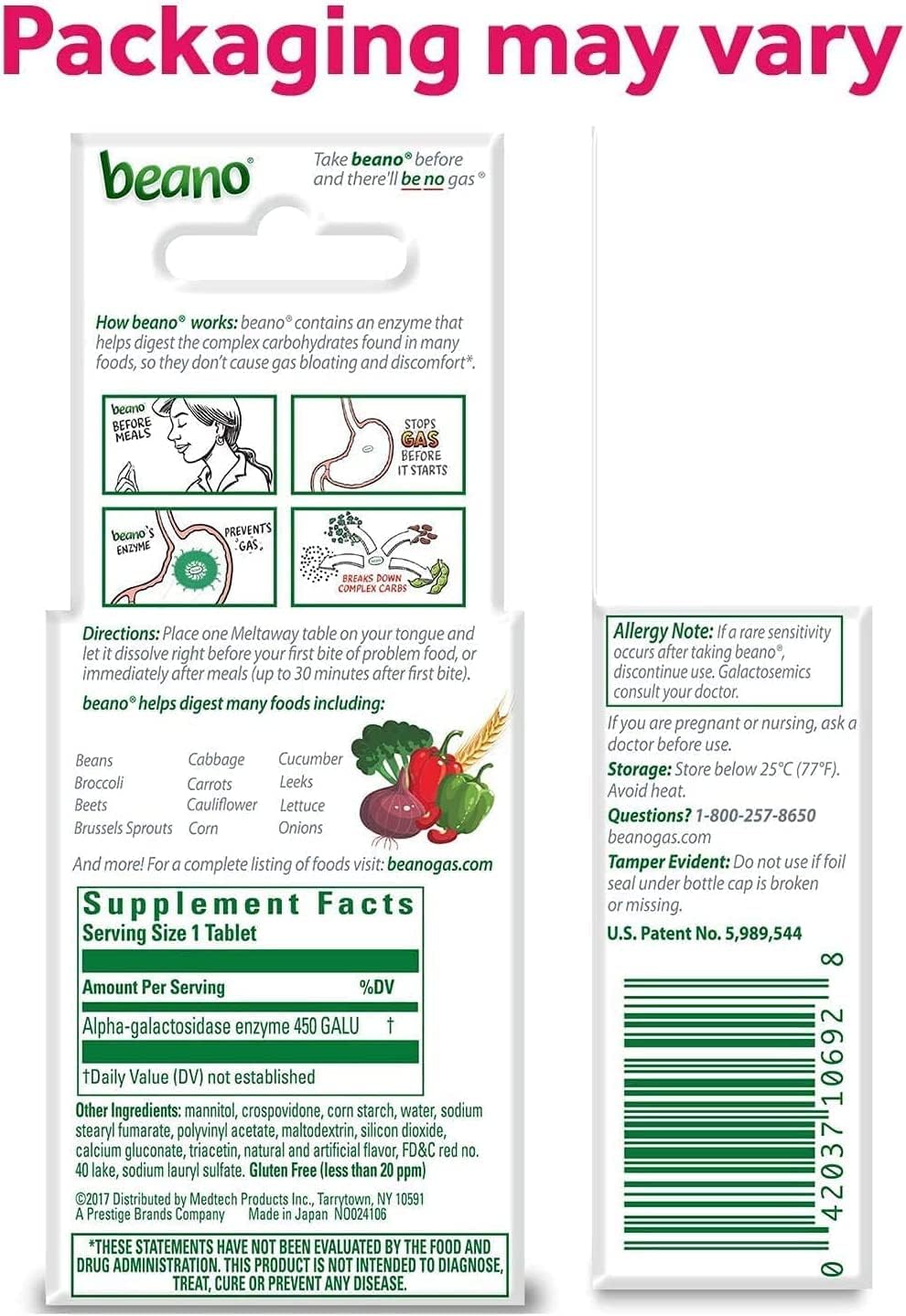 Beano Meltaways | Gas Prevention & Bloating Relief | Strawberry Flavor | 15 Count | Pack of 3