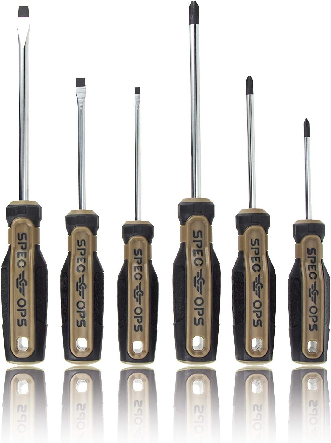 Spec Ops SPEC-S Tools 6-Piece Screwdriver Set, Phillips & Slotted, Magnetic Tip, 3% Donated To Veterans