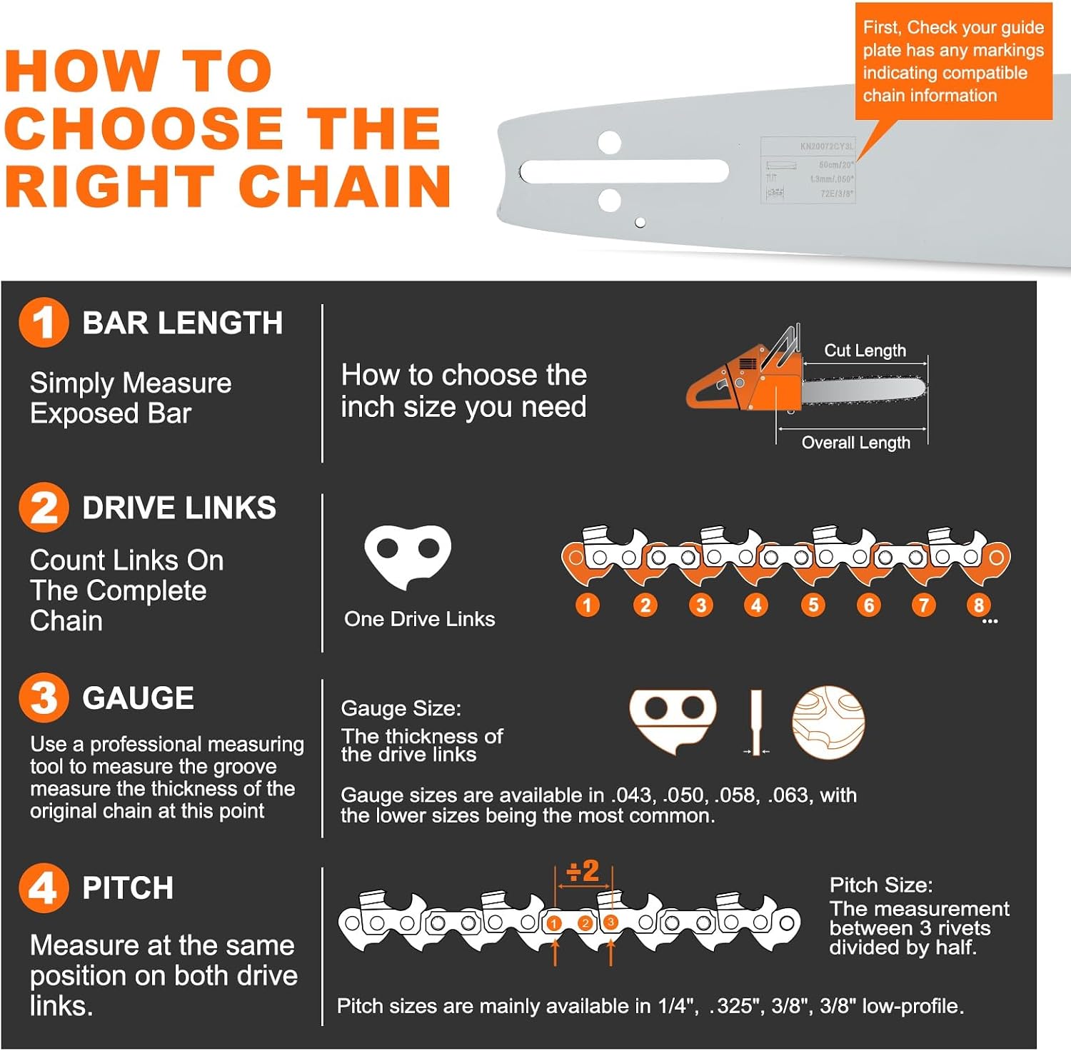Hipa 16 Inch Chainsaw Chain 3/8" LP Pitch .050" Gauge 55 Drive Links 63PM3 55, Fits STIHL 021 MS210 MS211, S55 (3PCS)
