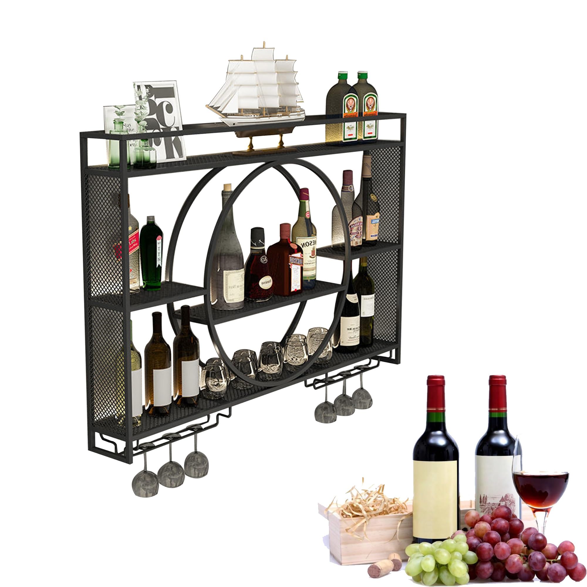 Étagère à vin murale lumineuse pour soirée et salon