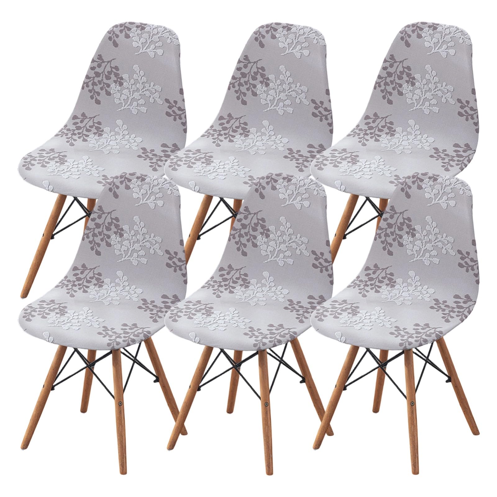 Esszimmer Stuhlhussen 2/4/6er-Set,Stretch Jacquard Schalenstuhlhussen ohne Armlehnen,Moderne Esszimmerstühle Bezug für Küche und Wohnzimmer(Maple Leaves,6Pcs)