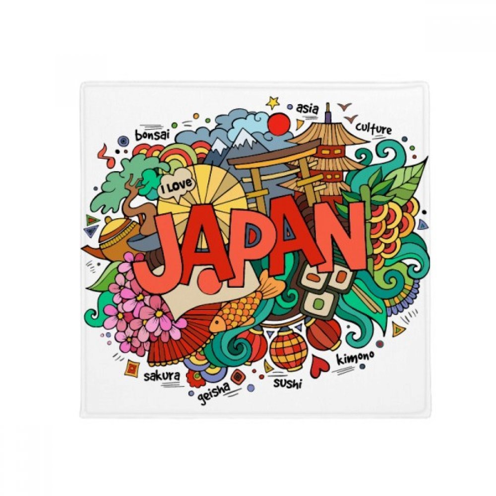 Tapis de chat J'aime Le Japon 80x80cm anti-dérapant multicolore pour sol