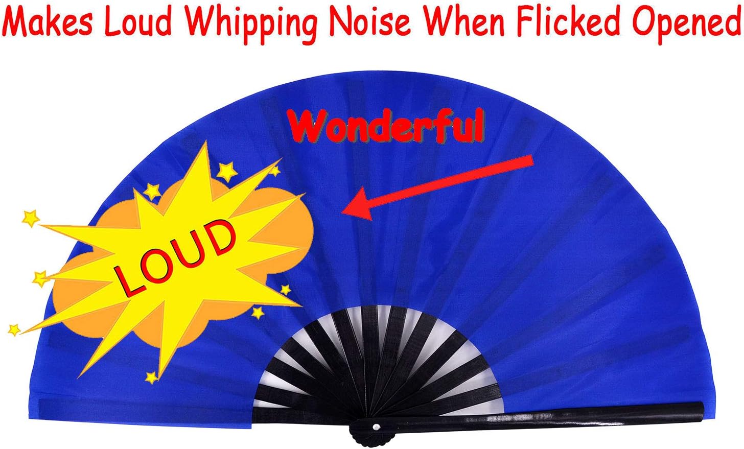 Large Folding Hand Fan Rave Fan, Blue