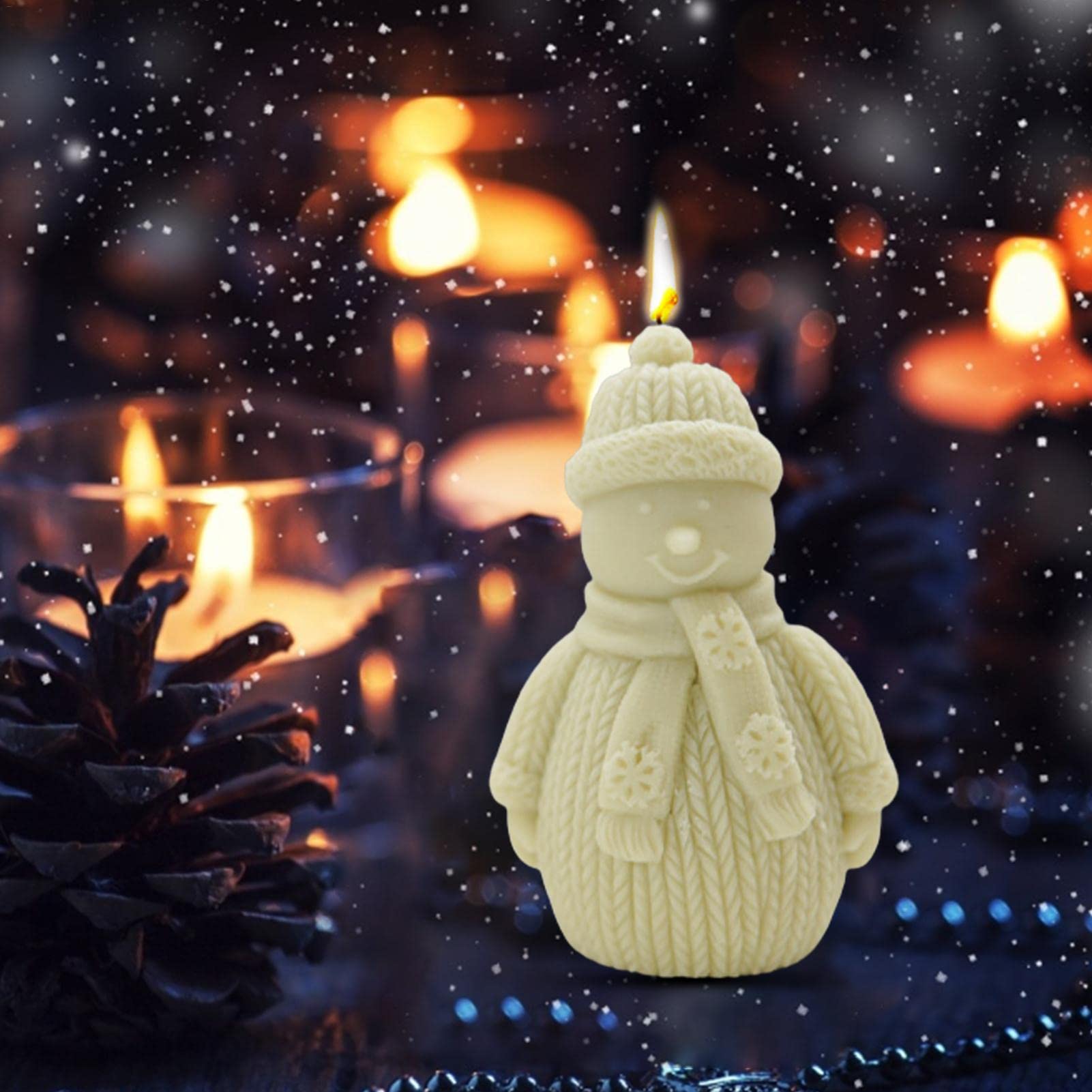 Lot De 5 Moules En Silicone Pour Bougies De Noël - Formes élan, Flocon, Bonhomme De Neige, Pour Cire Ou Plâtre