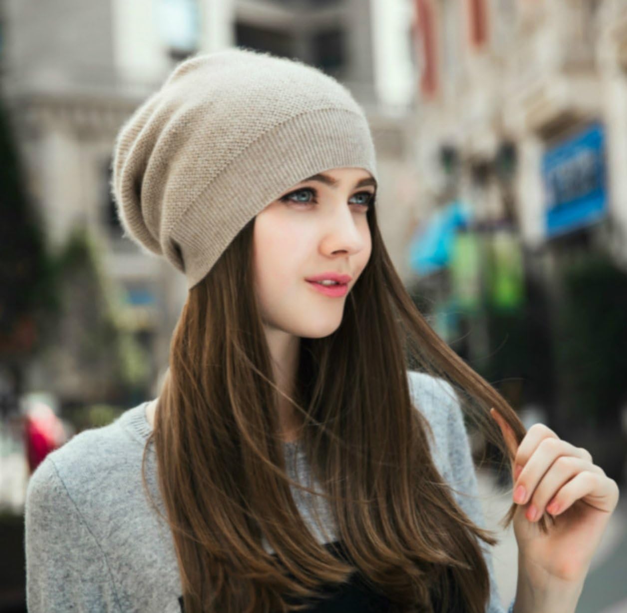 WaySoft 100% Cashmere Beanie for Women in a Gift Box, Oversized Women Beanie Hat - Image 3