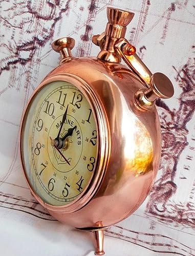 Miniatura 2 de Marine Arts - Reloj despertador analógico redondo de cobre de estilo vintage de 5 pulgadas con diseño náutico