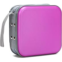 CD Case, 48 Capacity Hard Plastic DVD Case Portable Zipper CD Holder Large Storage Disc Wallet Bag for Car Home Travel Purple