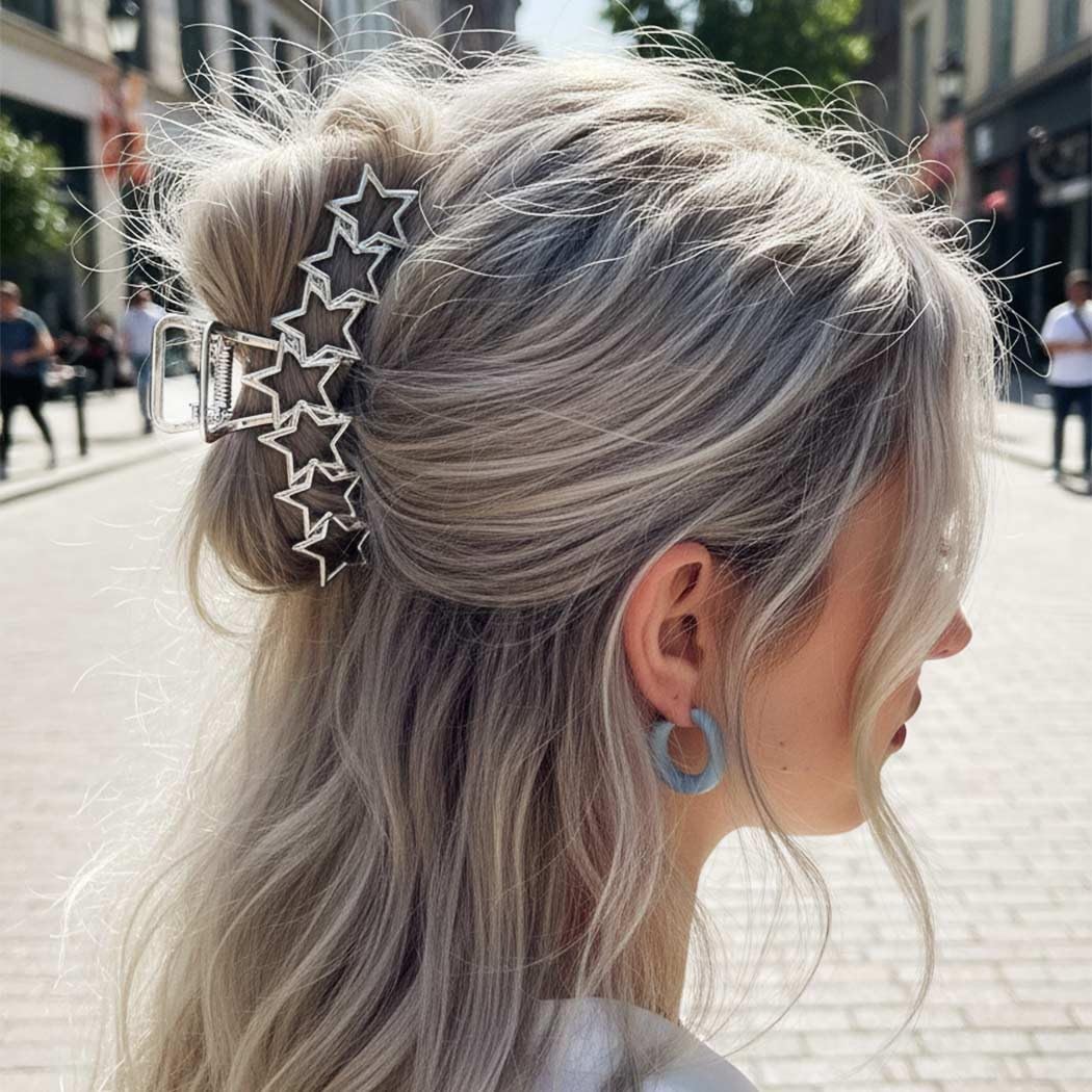 CAKURE Star Claw Clips Gold Metal Hair Clips Large Hair Claws Hair Accessories for Women (Pack of 2) - Image 3