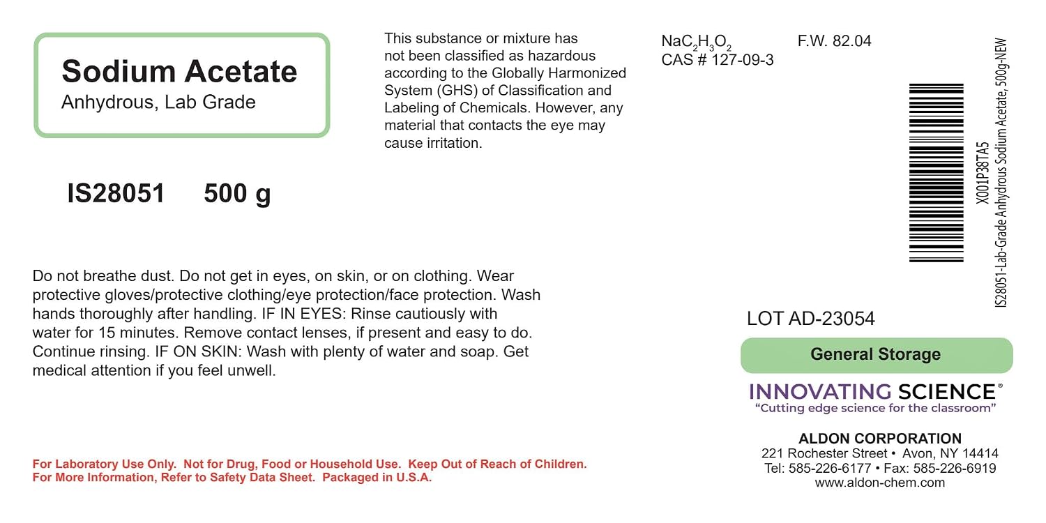 Lab-Grade Anhydrous Sodium Acetate, 500g - The Curated Chemical Collection