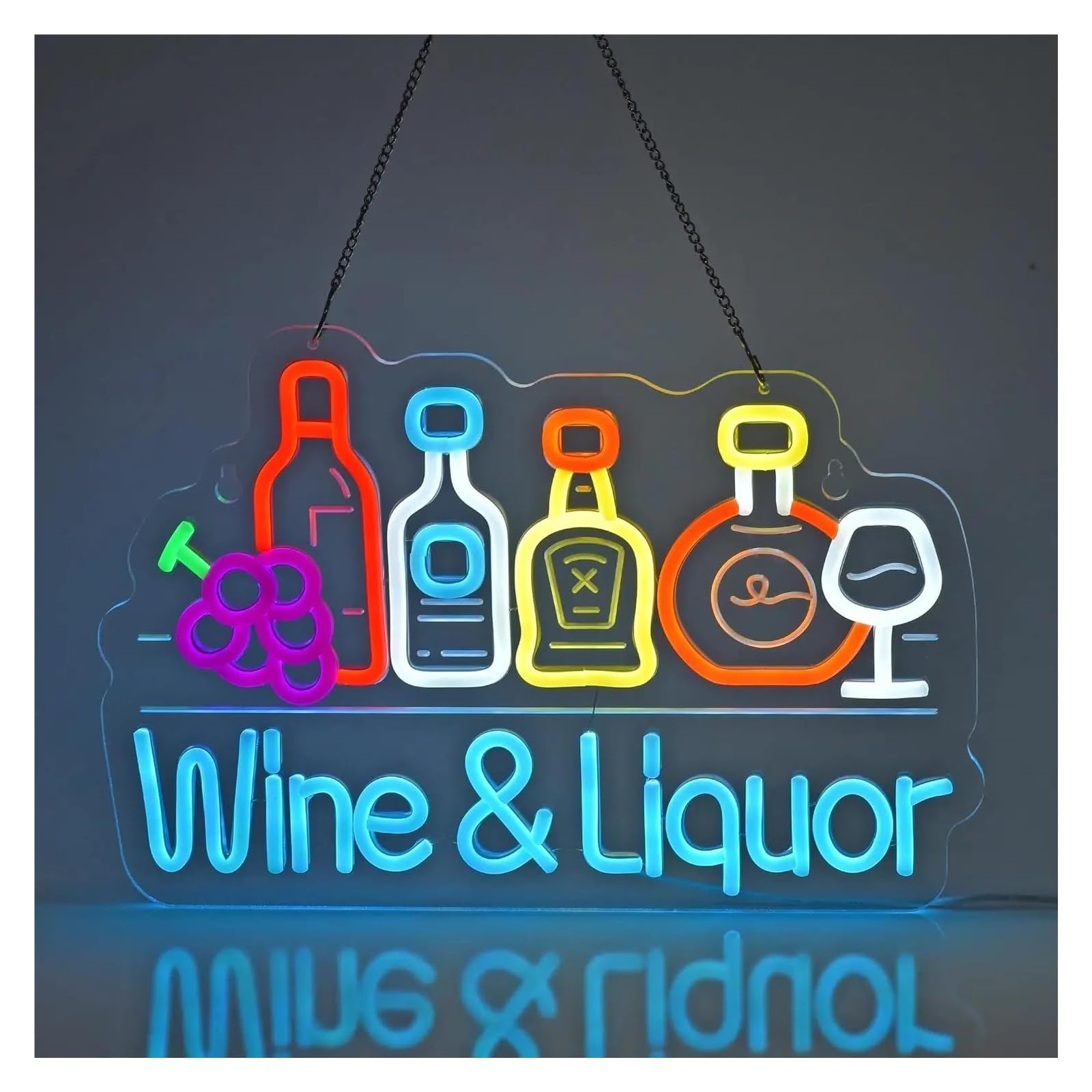 LEMST Sign Lamp Wine & Liquor Neon Sign Light Dimmable USB Powered for Bar Club Hotel Man Cave Restaurant Decor Party Art Decor 41cmx28cm