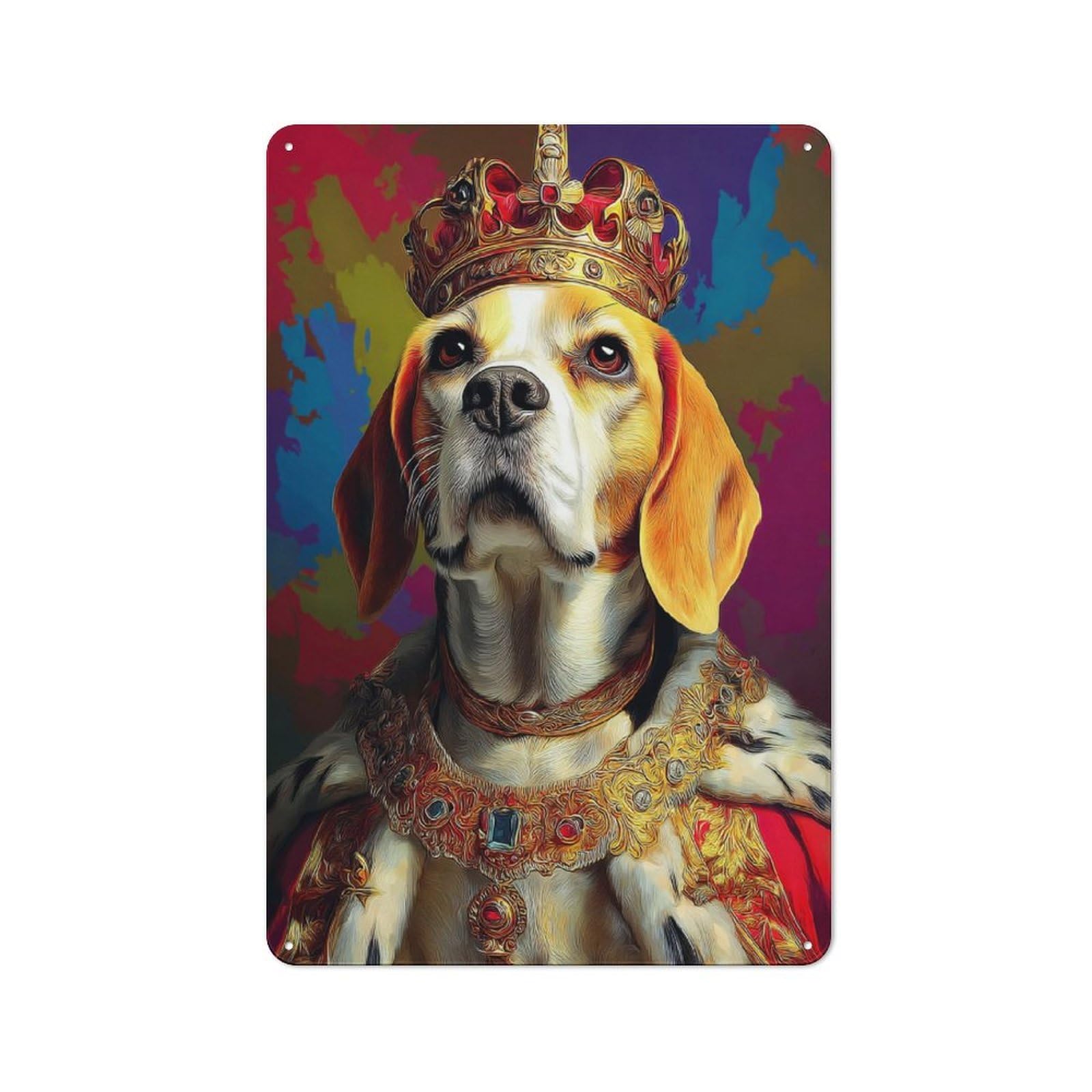 Metal Wall Plaque with Royal Canine Majesty Portrait -13 Design 30x20cm, Retro Small Space Decor for Flat, Dorm Room, Lounge Or Cafe
