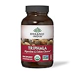 ORGANIC INDIA Triphala Capsules Organic - Herbal Supplement with Amla, Bibhitaki, Haritaki, Digestion & Colon Support, Immune System Support, Adaptogen, Vegan, USDA Certified Organic - 180 Capsules