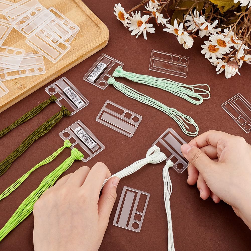 PH PandaHall Embroidery Floss Bobbins, 50pcs Floss Organizer Embroidery Thread Cards Clear Cross Stitch Thread Organizer Thread Holder Embroidery Cards for Sewing Storage Thread Organizer 1.2x1.9inch