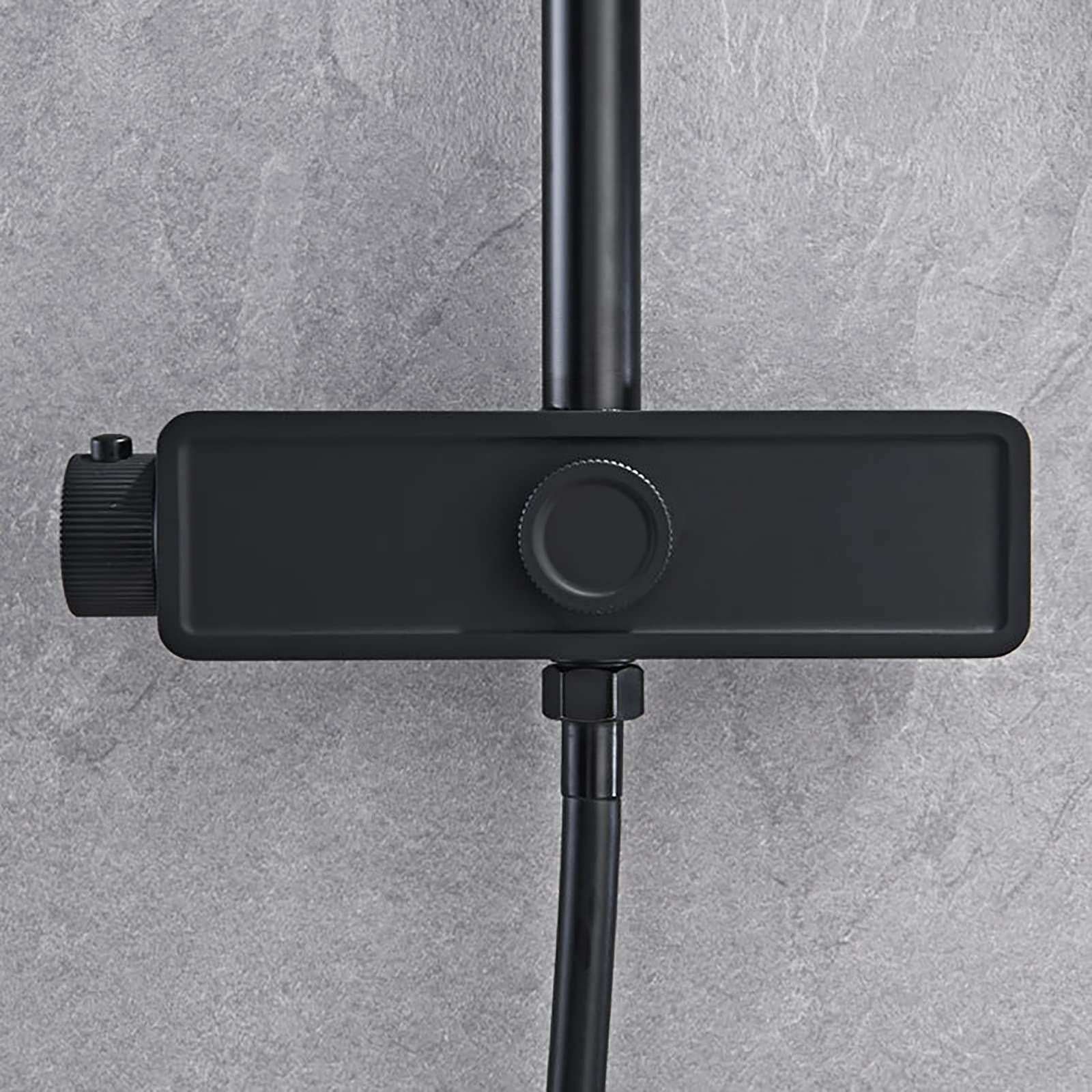 della Doccia di soffione per Pioggia termostatica con Set Combo Portatile, Set di rubinetti per Doccia a Parete Completa di valvola in Ottone e Kit di Rivestimento (Svart A)