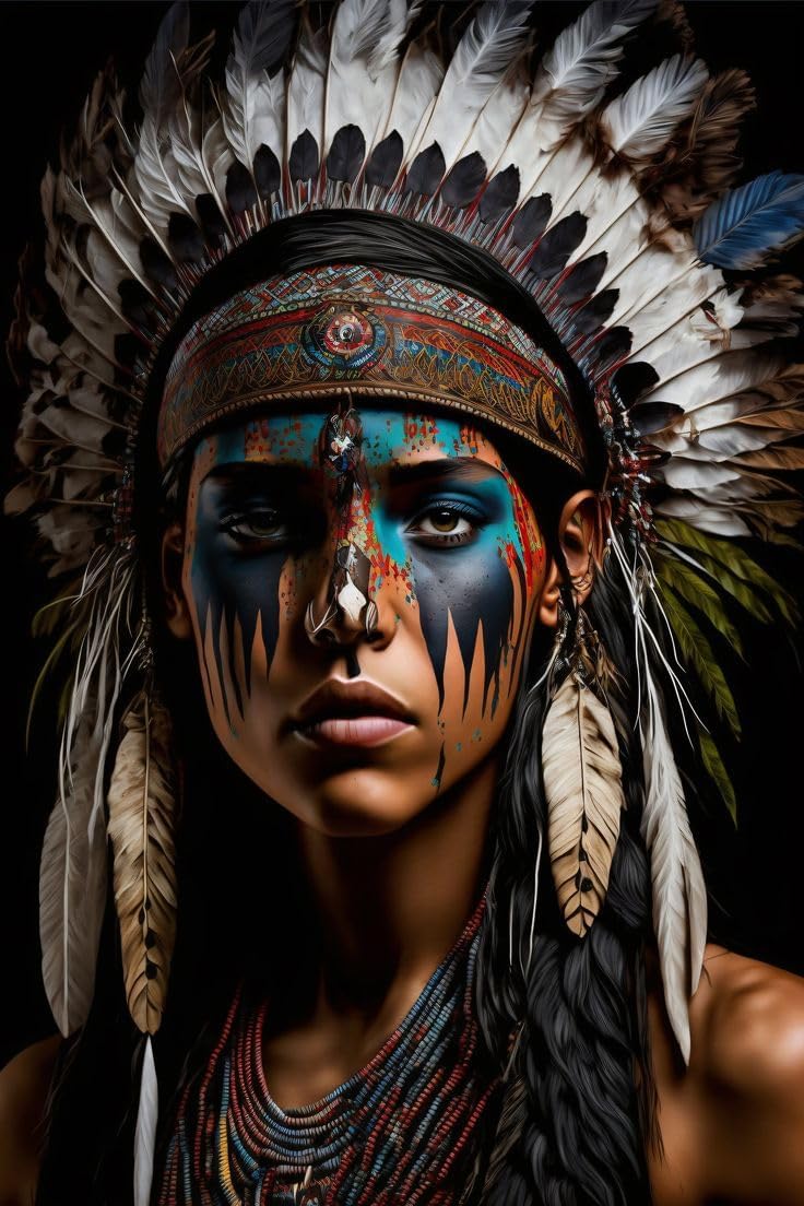 Jigsaw Puzzles for Adults Native American Indian Chief Colorful Feather Wooden Puzzle, Home Decoration Challenge Puzzle Games Teen Decompress Toys Gifts for Family Kids 1000 Piece