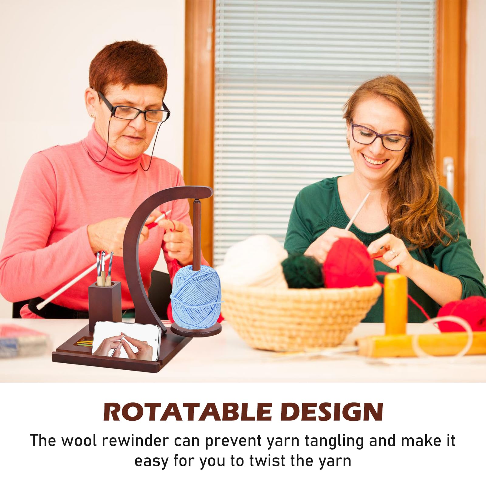 Yarn Winder, supporto magnetico per rotolo di filato, in legno, per lana e uncinetto