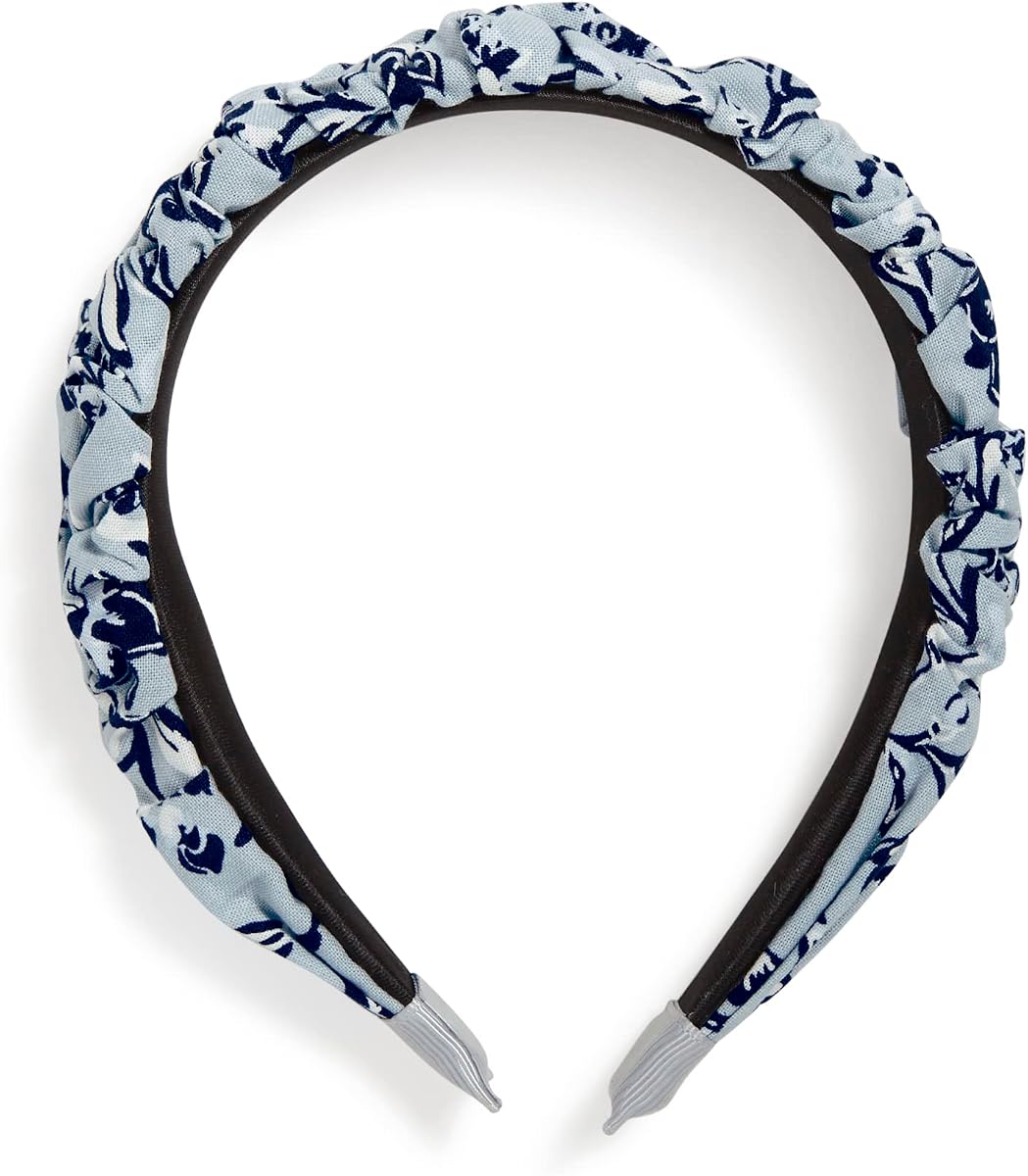 Vera Bradley Diadema de algodón para mujer, accesorio para el cabello, gris perenne, algodón reciclado, talla única