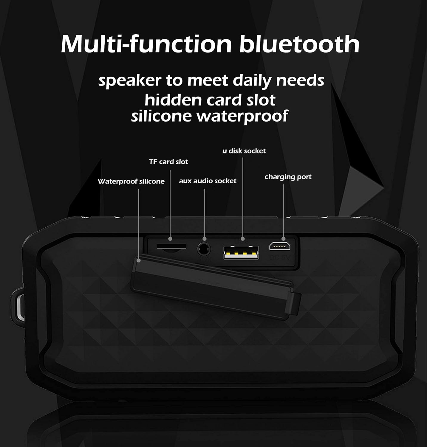 ATHEN Bluetooth Speaker Fully Waterproof, Loud HD Sound Deep Bass, Portable 16-Hour Playtime, Shockproof, TWS Wireless Stereo Pairing, AUX, Ideal for Home, Outdoors Pool Camping Travel Shower (Black)