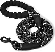 Buraq Heavy Duty 5FT Dog Leash, Anti Slip Padded Handle, Highly Reflective Dog Rope & 360° Swivel Hook, Strong Leash for Dogs Walking & Training (Black, 5 Feet Long)