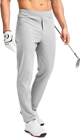 Pudolla Mens Golf Pants Stretch Sweatpants with Zipper Pockets Slim Fit Work Casual Joggers Pants for Men