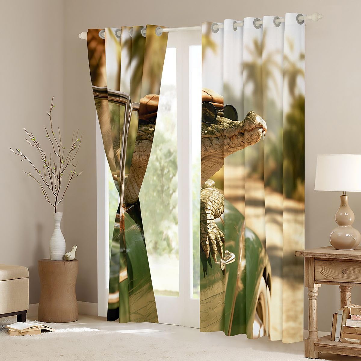 Castle Fairy Funny Crocodile Window Curtain 38Wx45L 2 Panels image 4