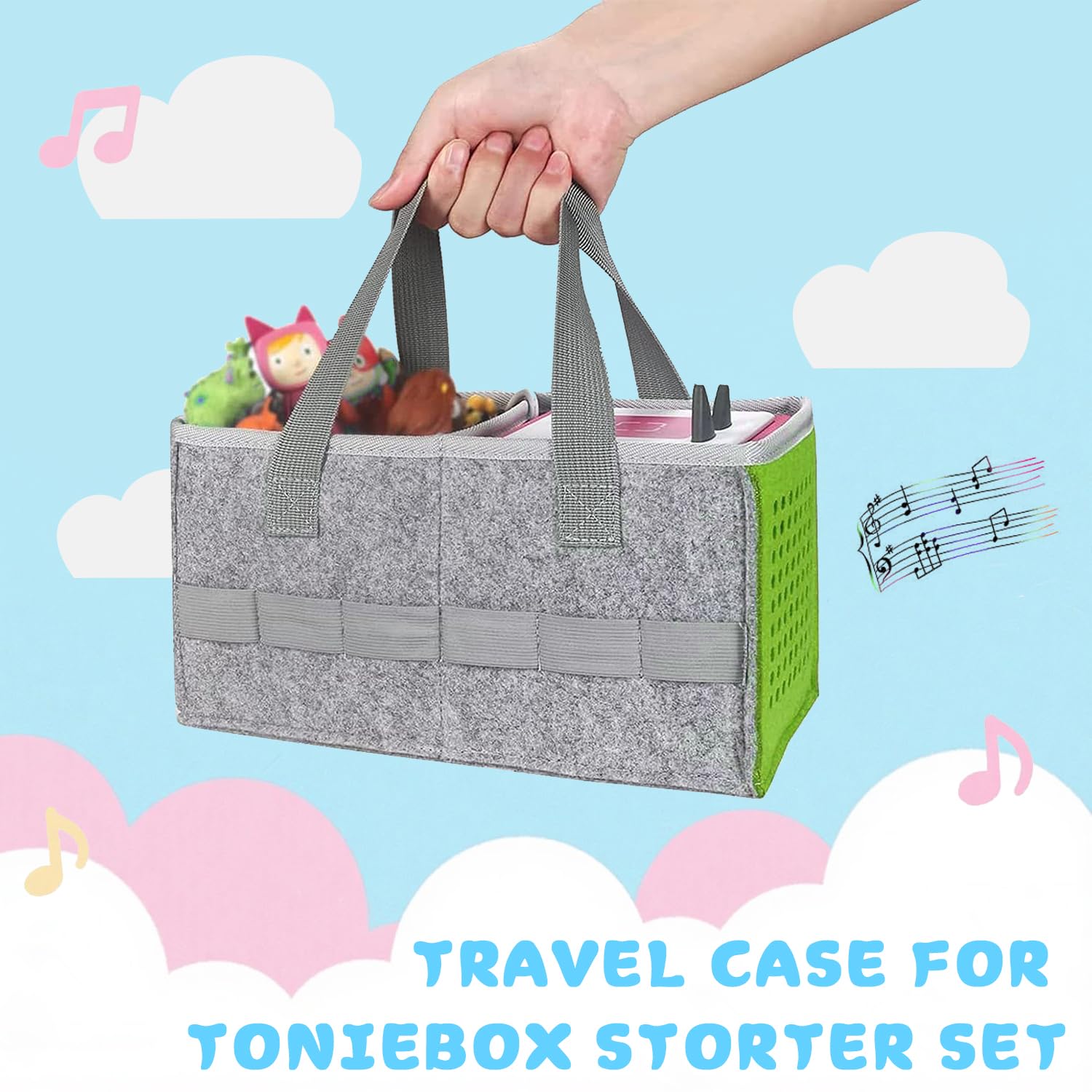 huipinghu Carrying Bag for Toniebox Starter Set and Accessories Storage Bag, Toniebox Audio Player Felt Organizer Bag - Image 2