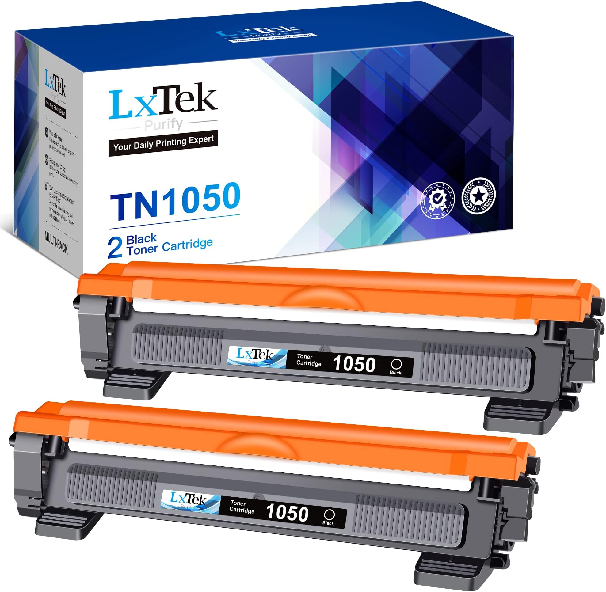 LxTek Purify TN1050 Toner Cartridge Compatible for Brother TN-1050 TN 1050 Compatible for DCP-1510 DCP-1512 DCP-1610W DCP-1612W MFC-1810 MFC-1910W HL-1210W HL-1212W HL-1110 HL-1112 (2 Black)