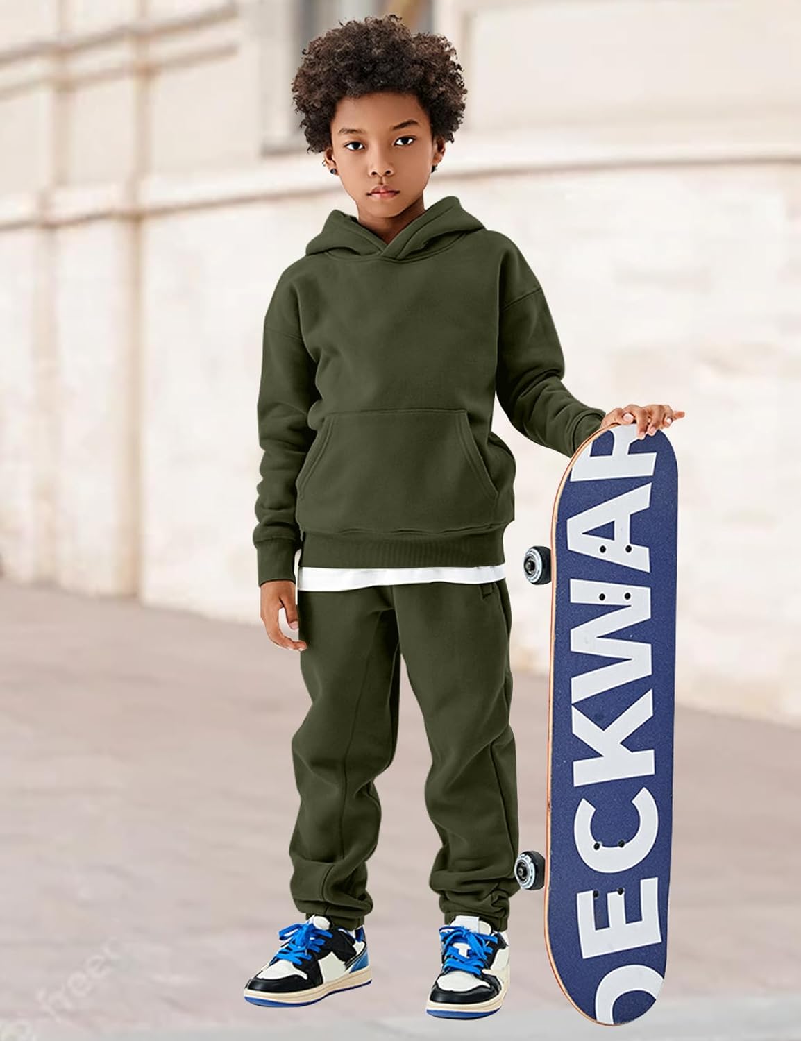 Kissonic Unisex Boys Girls Fleece Sherpa Lined Hoodie Winter Warm Kids Hooded Sweatshirt - Image 2