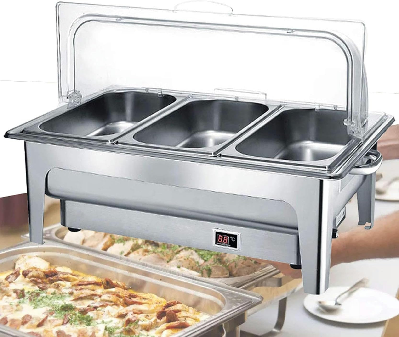 Calentador de platos para servir alimentos, calentadores y servidores de buffet eléctricos de 9 litros, calentador de chafer de catering comercial para vacaciones, fiestas y cenas en casa Decoration
