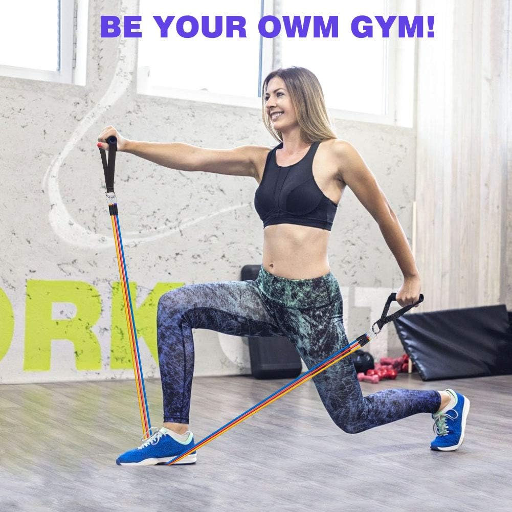 ZEEYU Resistance Bands Set, Exercise Bands Up to 100 LBS Workout Bands Door Anchor Handles Leg Ankle Straps Waterproof Carry Bag for Resistance Training Muscle Building Physical Therapy 12 Pack